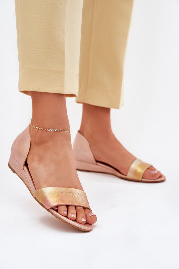 Sandálias femininas cor de rosa dourado Tai turiciejka 01971-72 2