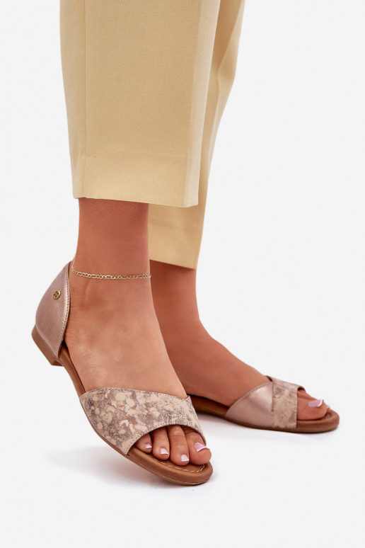 Sandálias femininas Feminino com salto largo Tem que serciejka 06947-25 cor dourada Sandálias femininas Feminino com salto largo Tem que serciejka 06947-25 cor dourada