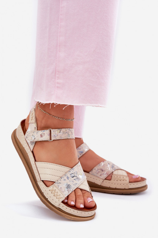 Sandálias femininas Feminino com uma plataforma Tem que serciejka L7064-37 cor de marfim Sandálias femininas Feminino com uma plataforma Tem que serciejka L7064-37 cor de marfim