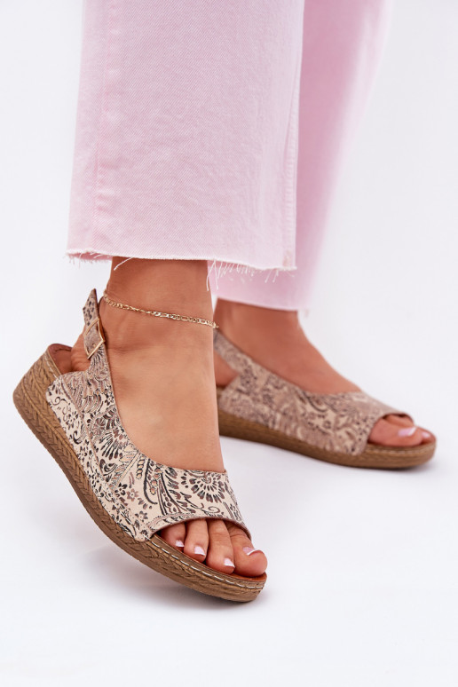 Sandálias femininas Feminino Em uma cunha Tem que serciejka L7069-04 bege Sandálias femininas Feminino Em uma cunha Tem que serciejka L7069-04 bege