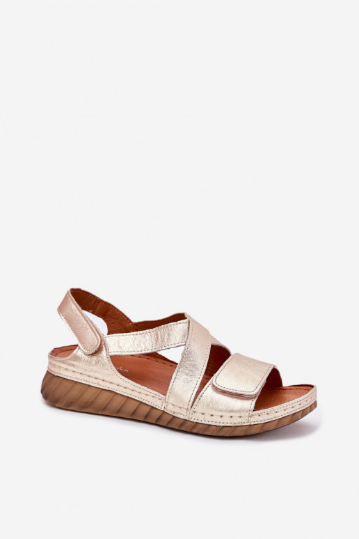 Sandálias femininas Feminino com fixadores adesivos Tem que serciejka L6848-25 cor dourada Sandálias femininas Feminino com fixadores adesivos Tem que serciejka L6848-25 cor dourada