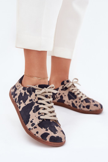 de camurça sapatos casuais Barefoot Feminino EM Łaty Zazoo N1120 marrom-bege