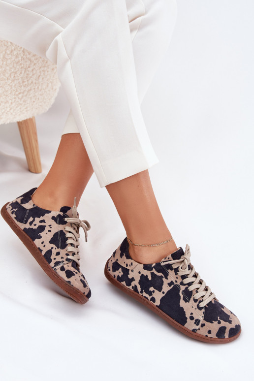 de camurça sapatos casuais Barefoot Feminino EM Łaty Zazoo N1120 marrom-bege