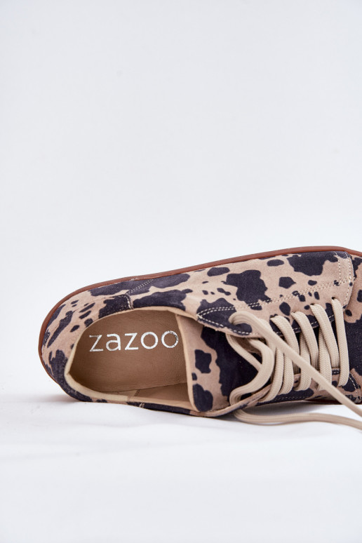 de camurça sapatos casuais Barefoot Feminino EM Łaty Zazoo N1120 marrom-bege