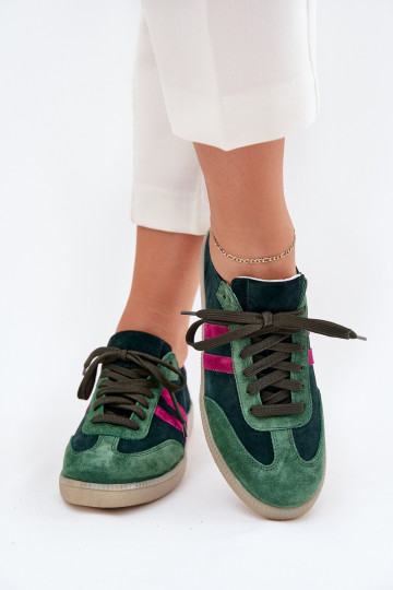 Zazoo N1068 de camurça Baixo À modalo de tênis Feminino cor cáqui 2
