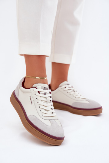 Tênis esportivos femininos de couro Daniel Lopez Just Dare SS2D4008 nas cores branca e cinza