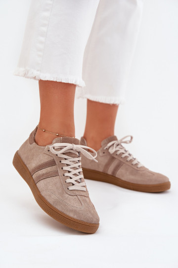 Zazoo N1068 de camurça Baixo À modalo de tênis Feminino bege