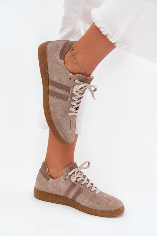 Zazoo N1068 de camurça Baixo À modalo de tênis Feminino bege