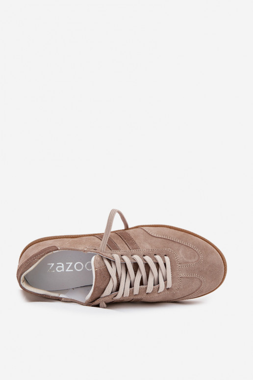 Zazoo N1068 de camurça Baixo À modalo de tênis Feminino bege