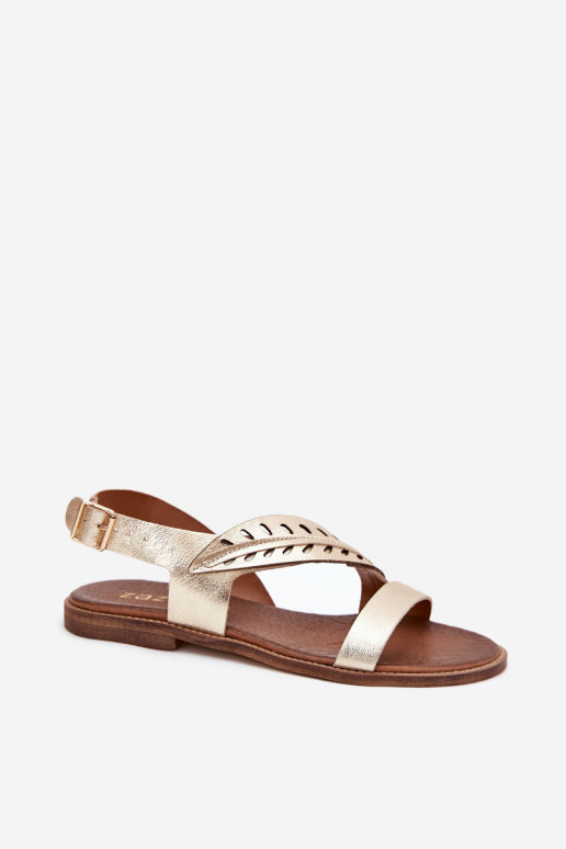 Sandálias femininasHabilitadoturalnej Skóry com salto largo Zazoo 3564 cor dourada Sandálias femininasHabilitadoturalnej Skóry com salto largo Zazoo 3564 cor dourada