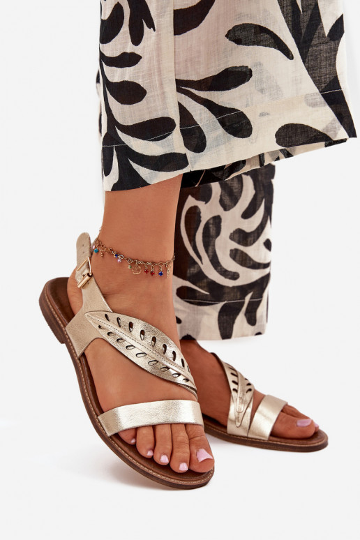 Sandálias femininasHabilitadoturalnej Skóry com salto largo Zazoo 3564 cor dourada Sandálias femininasHabilitadoturalnej Skóry com salto largo Zazoo 3564 cor dourada