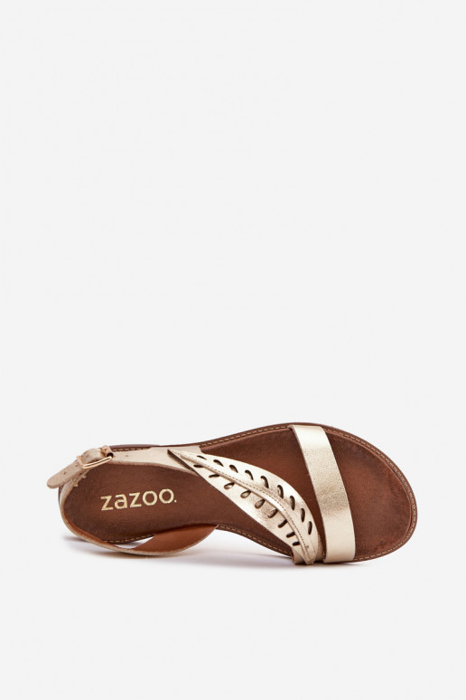 Sandálias femininasHabilitadoturalnej Skóry com salto largo Zazoo 3564 cor dourada Sandálias femininasHabilitadoturalnej Skóry com salto largo Zazoo 3564 cor dourada