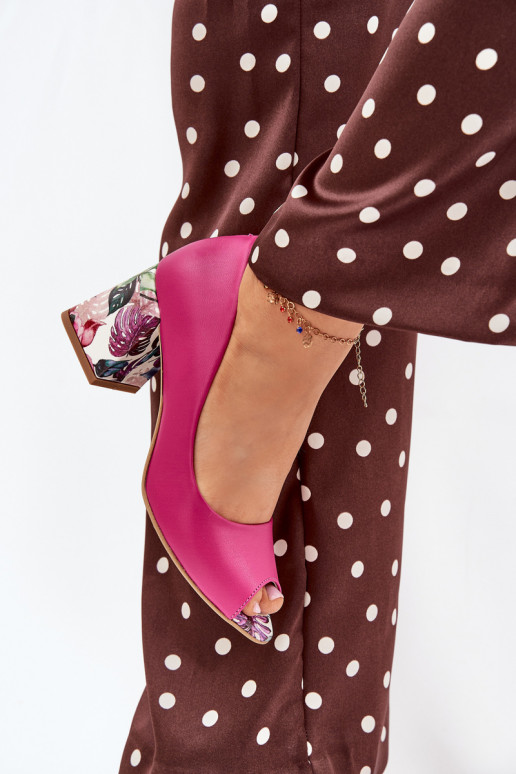 Pele Sapato com salto decorado LeParaski Shoes 2608/K cor rosa Pele Sapato com salto decorado LeParaski Shoes 2608/K cor rosa