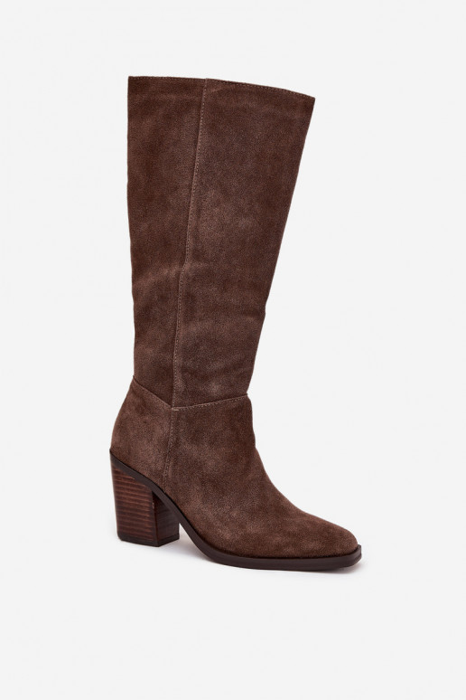de camurça botas com salto Trancar cor marrom Lissara de camurça botas com salto Trancar cor marrom Lissara