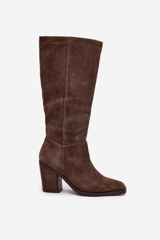 de camurça botas com salto Trancar cor marrom Lissara de camurça botas com salto Trancar cor marrom Lissara