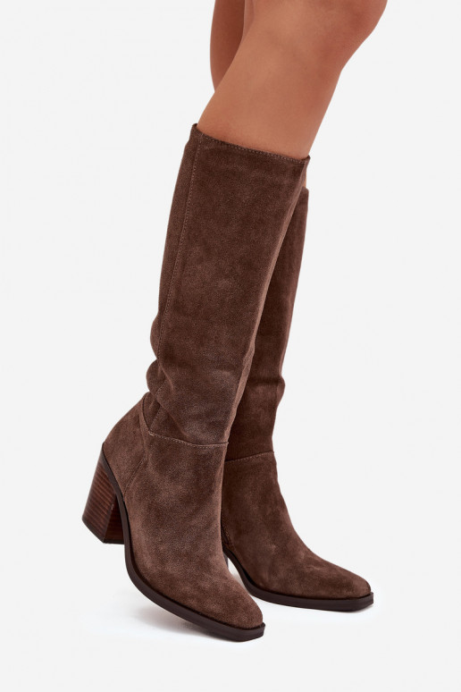 de camurça botas com salto Trancar cor marrom Lissara de camurça botas com salto Trancar cor marrom Lissara