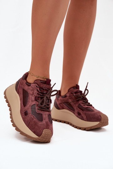 Pele À modalo de tênis com uma plataforma Feminino Big Star SS274625 HI-POLY SYSTEM Borgonha 2