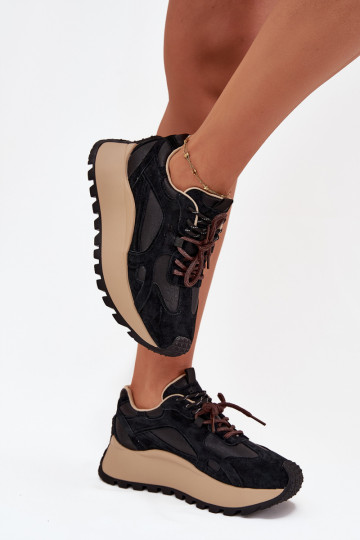 Pele À modalo de tênis com uma plataforma Feminino Big Star SS274628 HI-POLY SYSTEM cor preta