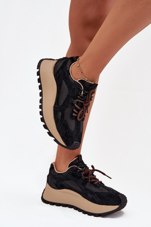 Pele À modalo de tênis com uma plataforma Feminino Big Star SS274628 HI-POLY SYSTEM cor preta