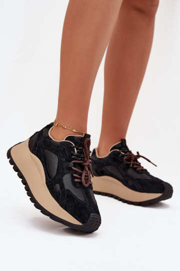 Pele À modalo de tênis com uma plataforma Feminino Big Star SS274628 HI-POLY SYSTEM cor preta 2