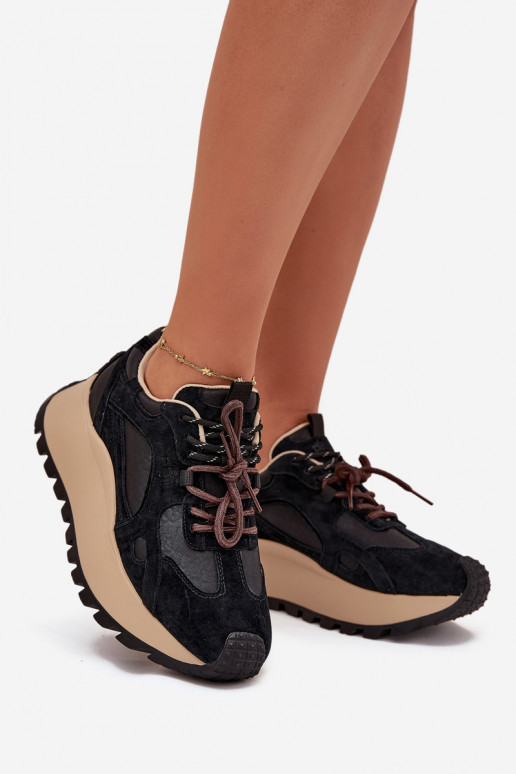 Pele À modalo de tênis com uma plataforma Feminino Big Star SS274628 HI-POLY SYSTEM cor preta