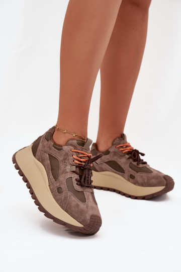 Pele À modalo de tênis com uma plataforma Feminino Big Star SS274627 HI-POLY SYSTEM bege 2