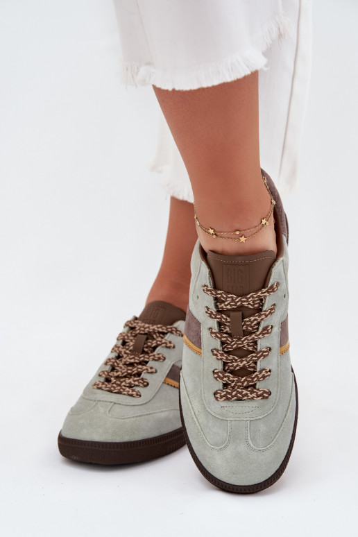 de camurça Baixo À modalo de tênis Feminino Big Star SS274678 HI-POLY SYSTEM cor menta