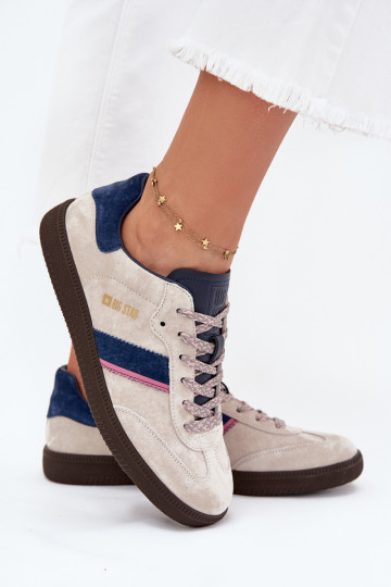 Ténis de camurça femininos de cano baixo Big Star SS274679 HI-POLY SYSTEM, cinzas