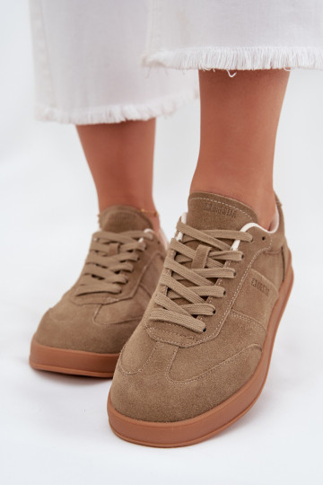 Ténis de camurça femininos Big Star SS274675 HI-POLY SYSTEM, cor areia