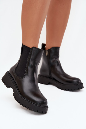 Botas de couro femininas estilosas e quentes Big Star OO274109, pretas 2