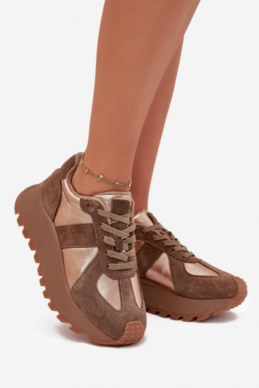 de camurça À modalo de tênis Feminino aquecimento com uma plataforma Big Star OO274A218 HI-POLY SYSTEM cor marrom de camurça À modalo de tênis Feminino aquecimento com uma plataforma Big Star OO274A218 HI-POLY SYSTEM cor marrom