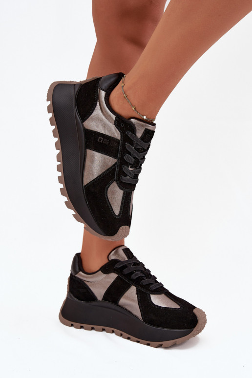 de camurça À modalo de tênis Feminino aquecimento com uma plataforma Big Star OO274A217 HI-POLY SYSTEM cor preta de camurça À modalo de tênis Feminino aquecimento com uma plataforma Big Star OO274A217 HI-POLY SYSTEM cor preta