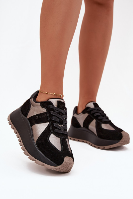 de camurça À modalo de tênis Feminino aquecimento com uma plataforma Big Star OO274A217 HI-POLY SYSTEM cor preta de camurça À modalo de tênis Feminino aquecimento com uma plataforma Big Star OO274A217 HI-POLY SYSTEM cor preta