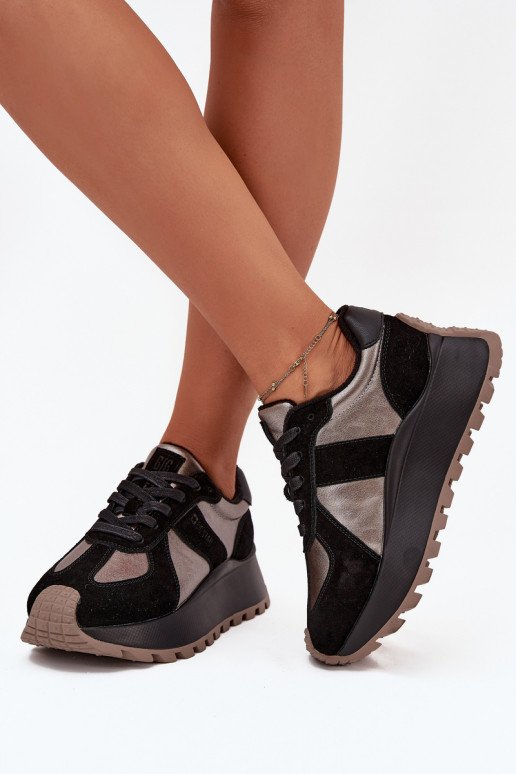 de camurça À modalo de tênis Feminino aquecimento com uma plataforma Big Star OO274A217 HI-POLY SYSTEM cor preta de camurça À modalo de tênis Feminino aquecimento com uma plataforma Big Star OO274A217 HI-POLY SYSTEM cor preta