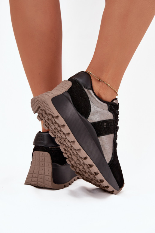 de camurça À modalo de tênis Feminino aquecimento com uma plataforma Big Star OO274A217 HI-POLY SYSTEM cor preta de camurça À modalo de tênis Feminino aquecimento com uma plataforma Big Star OO274A217 HI-POLY SYSTEM cor preta