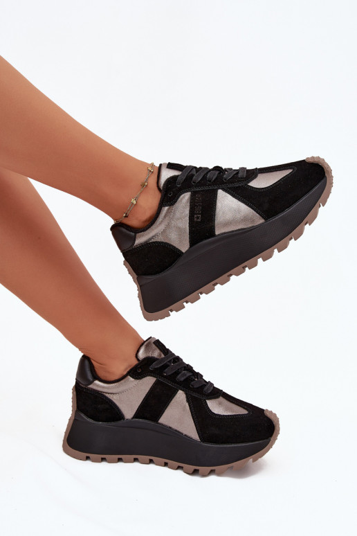 de camurça À modalo de tênis Feminino aquecimento com uma plataforma Big Star OO274A217 HI-POLY SYSTEM cor preta de camurça À modalo de tênis Feminino aquecimento com uma plataforma Big Star OO274A217 HI-POLY SYSTEM cor preta