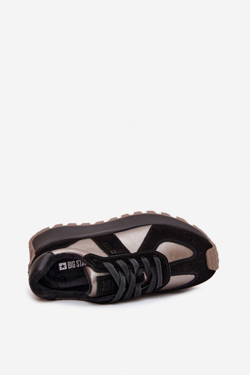 de camurça À modalo de tênis Feminino aquecimento com uma plataforma Big Star OO274A217 HI-POLY SYSTEM cor preta de camurça À modalo de tênis Feminino aquecimento com uma plataforma Big Star OO274A217 HI-POLY SYSTEM cor preta