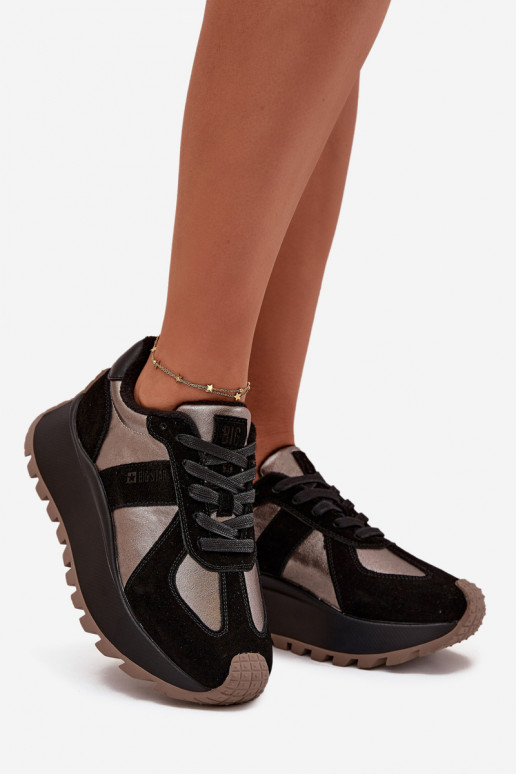 de camurça À modalo de tênis Feminino aquecimento com uma plataforma Big Star OO274A217 HI-POLY SYSTEM cor preta de camurça À modalo de tênis Feminino aquecimento com uma plataforma Big Star OO274A217 HI-POLY SYSTEM cor preta