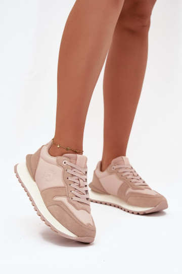 Ténis de couro femininos Big Star OO274521 HI-POLY SYSTEM, cor nude 2