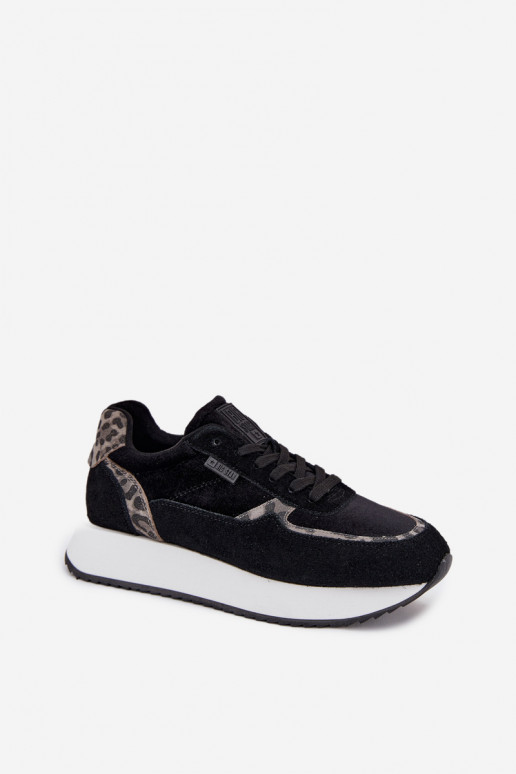 de camurça À modalo de tênis Feminino Big Star OO274A312 HI-POLY SYSTEM cor preta com padrões de pele de leopardo de camurça À modalo de tênis Feminino Big Star OO274A312 HI-POLY SYSTEM cor preta com padrões de pele de leopardo