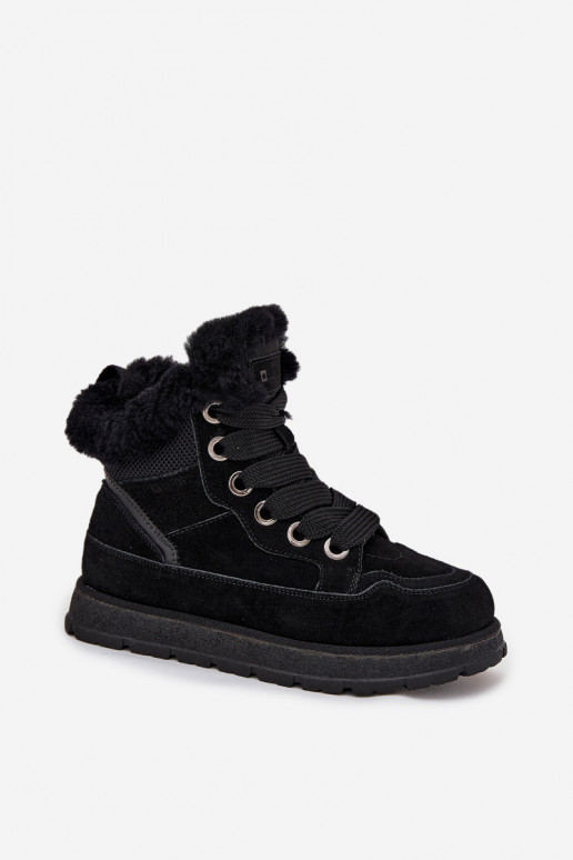 de camurça Botas de neve sapato Feminino com uma plataforma com um casaco de pele Big Star SS274369 cor preta de camurça Botas de neve sapato Feminino com uma plataforma com um casaco de pele Big Star SS274369 cor preta