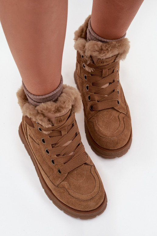 de camurça Botas de neve sapato Feminino com uma plataforma com um casaco de pele Big Star SS274370 cor marrom de camurça Botas de neve sapato Feminino com uma plataforma com um casaco de pele Big Star SS274370 cor marrom