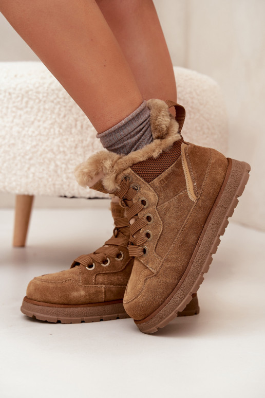 de camurça Botas de neve sapato Feminino com uma plataforma com um casaco de pele Big Star SS274370 cor marrom de camurça Botas de neve sapato Feminino com uma plataforma com um casaco de pele Big Star SS274370 cor marrom