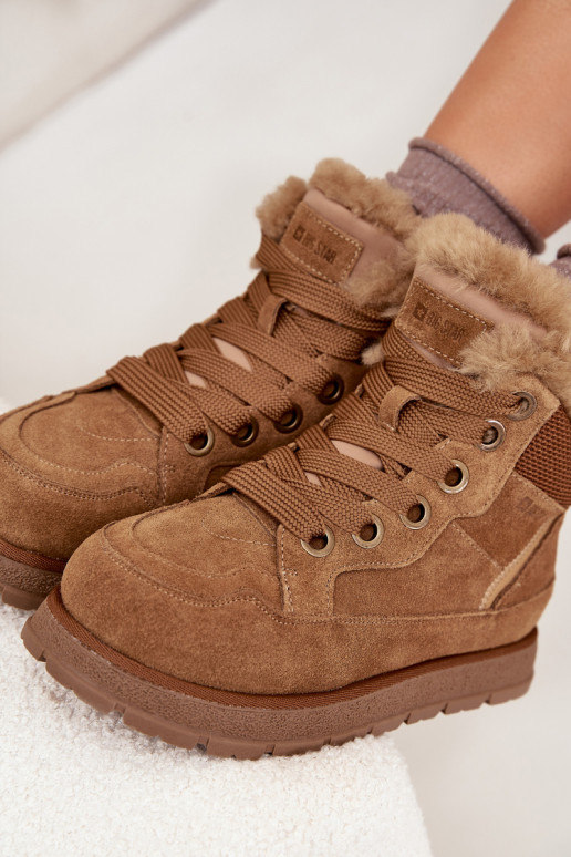 de camurça Botas de neve sapato Feminino com uma plataforma com um casaco de pele Big Star SS274370 cor marrom de camurça Botas de neve sapato Feminino com uma plataforma com um casaco de pele Big Star SS274370 cor marrom