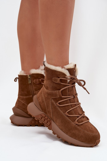 Botas de neve em camurça para mulheres com pelinho Big Star SS274318 marrons