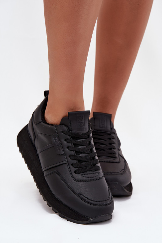 Pele À modalo de tênis Feminino com uma plataforma Big Star OO274573 Hi-Poly System cor preta Pele À modalo de tênis Feminino com uma plataforma Big Star OO274573 Hi-Poly System cor preta