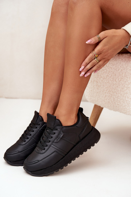 Pele À modalo de tênis Feminino com uma plataforma Big Star OO274573 Hi-Poly System cor preta Pele À modalo de tênis Feminino com uma plataforma Big Star OO274573 Hi-Poly System cor preta