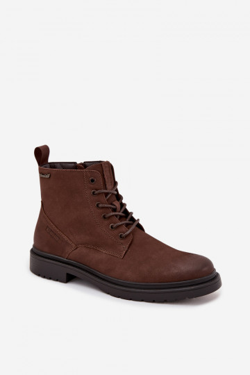 Botas quentes masculinas em couro Big Star OO174149 cor chocolate