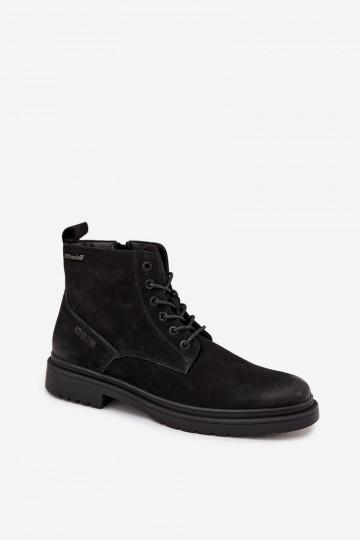 Botas quentes masculinas em couro Big Star OO174148 pretas