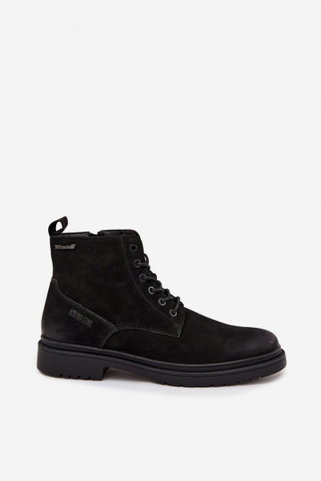 Botas quentes masculinas em couro Big Star OO174148 pretas 2